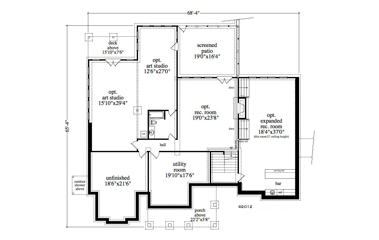 Floor Plan Basement of Craftsman Plan #163-1066
