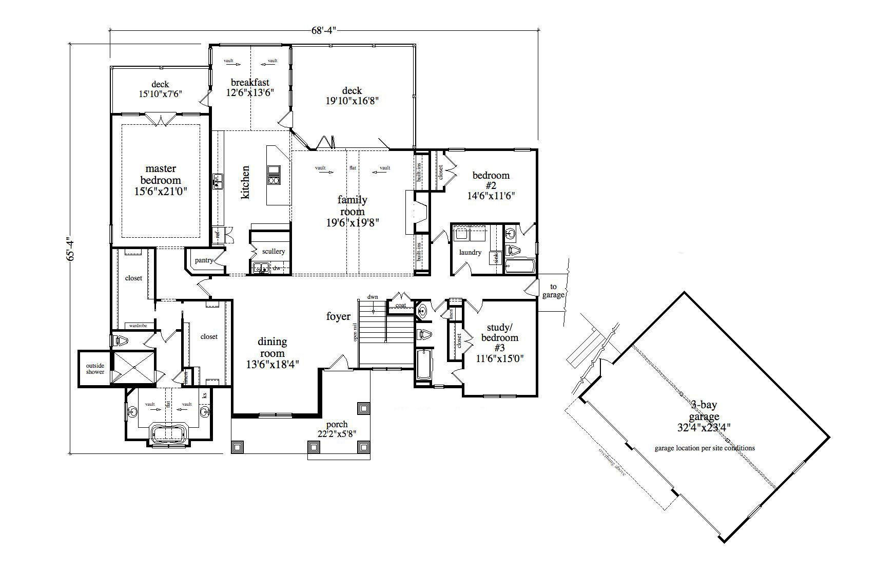 Floor Plan First Story of Craftsman Plan #163-1066