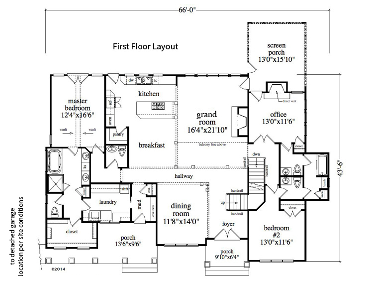 Floor Plan First Story of Craftsman Plan #163-1069