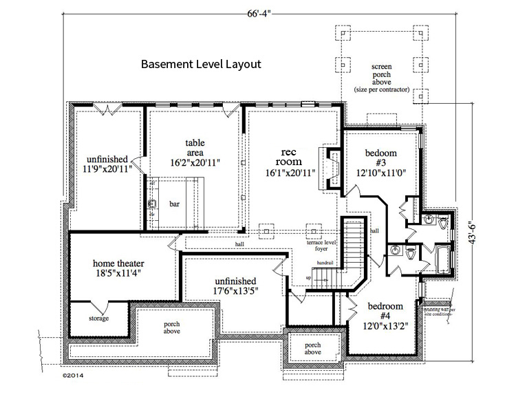 Floor Plan Basement of Craftsman Plan #163-1069