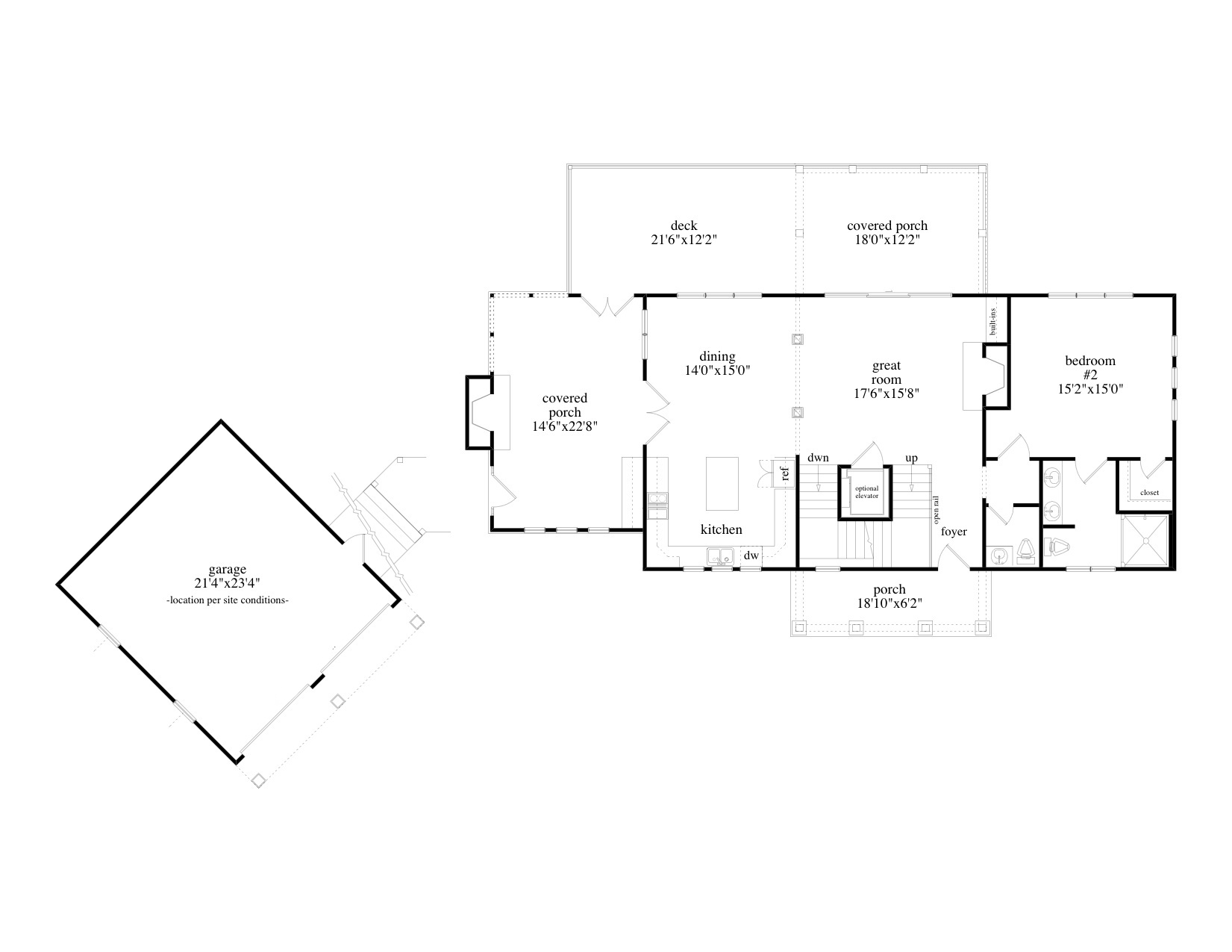 Floor Plan First Story of Craftsman Plan #163-1070