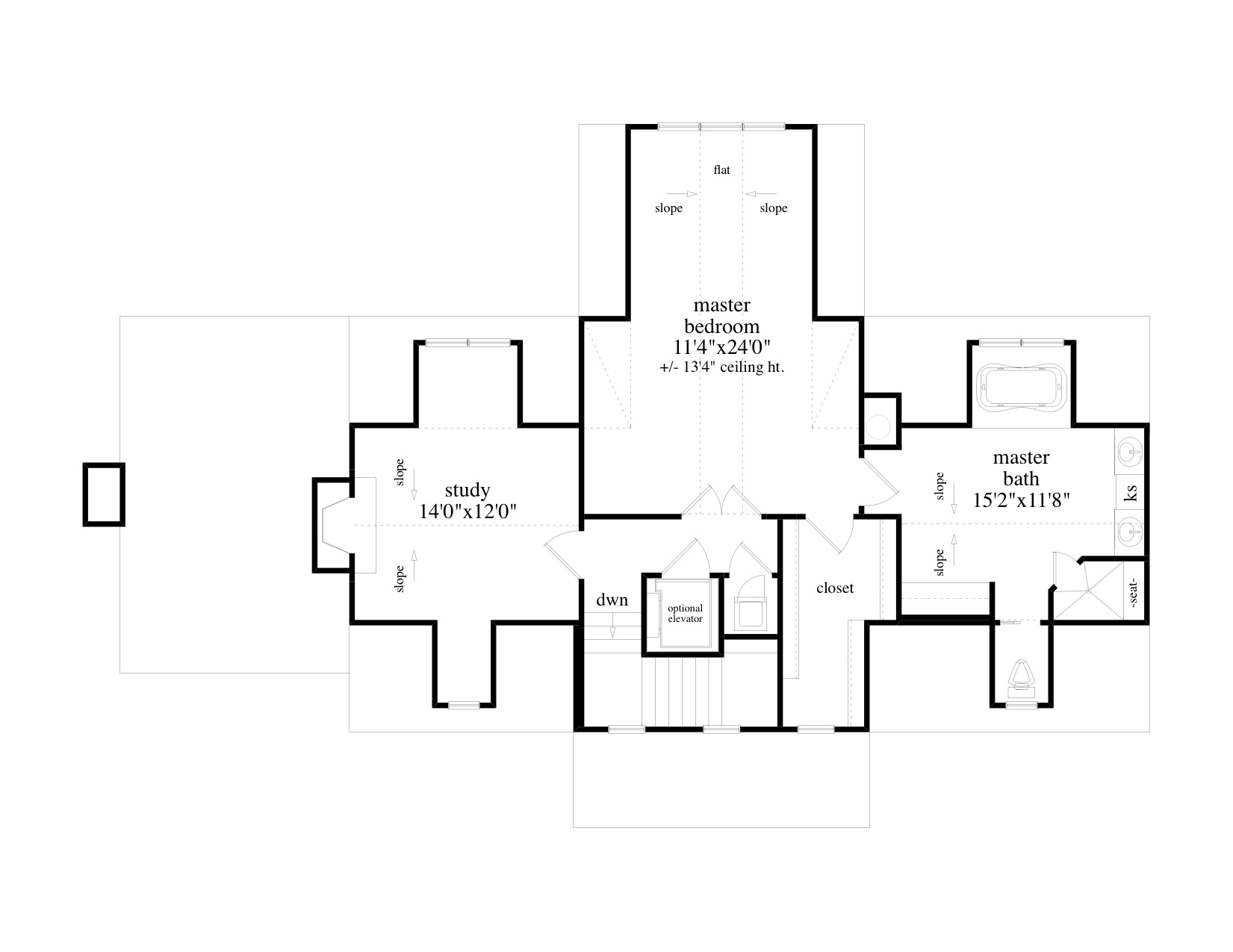 Floor Plan Second Story of Craftsman Plan #163-1070