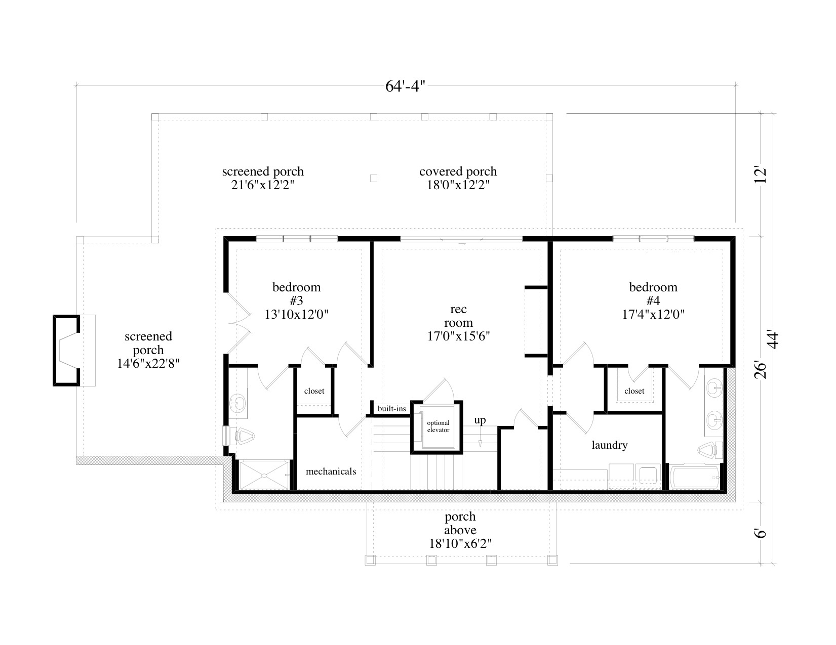 Floor Plan Basement of Craftsman Plan #163-1070