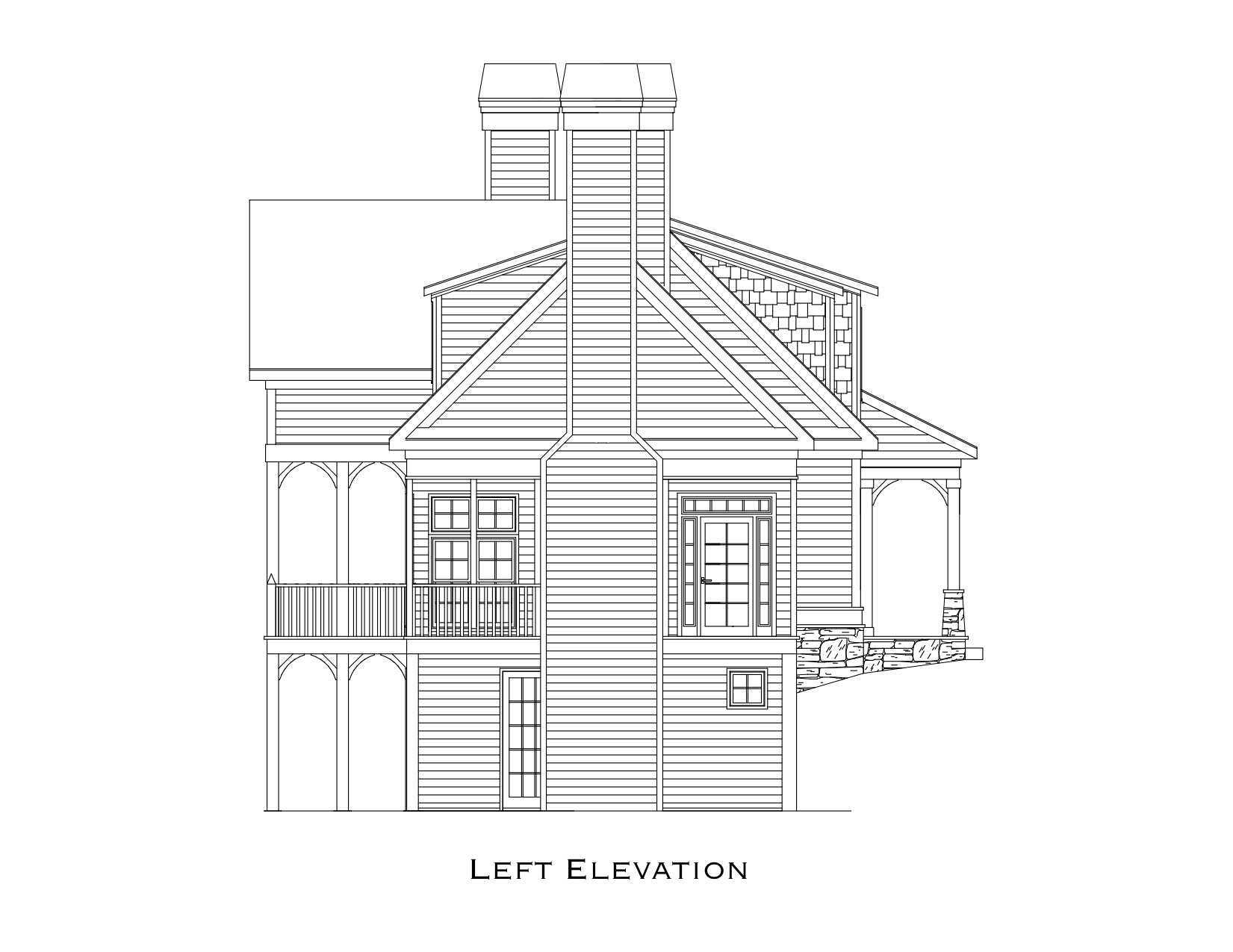 Home Plan Left Elevation of this 2-Bedroom,3456 Sq Ft Plan -163-1070