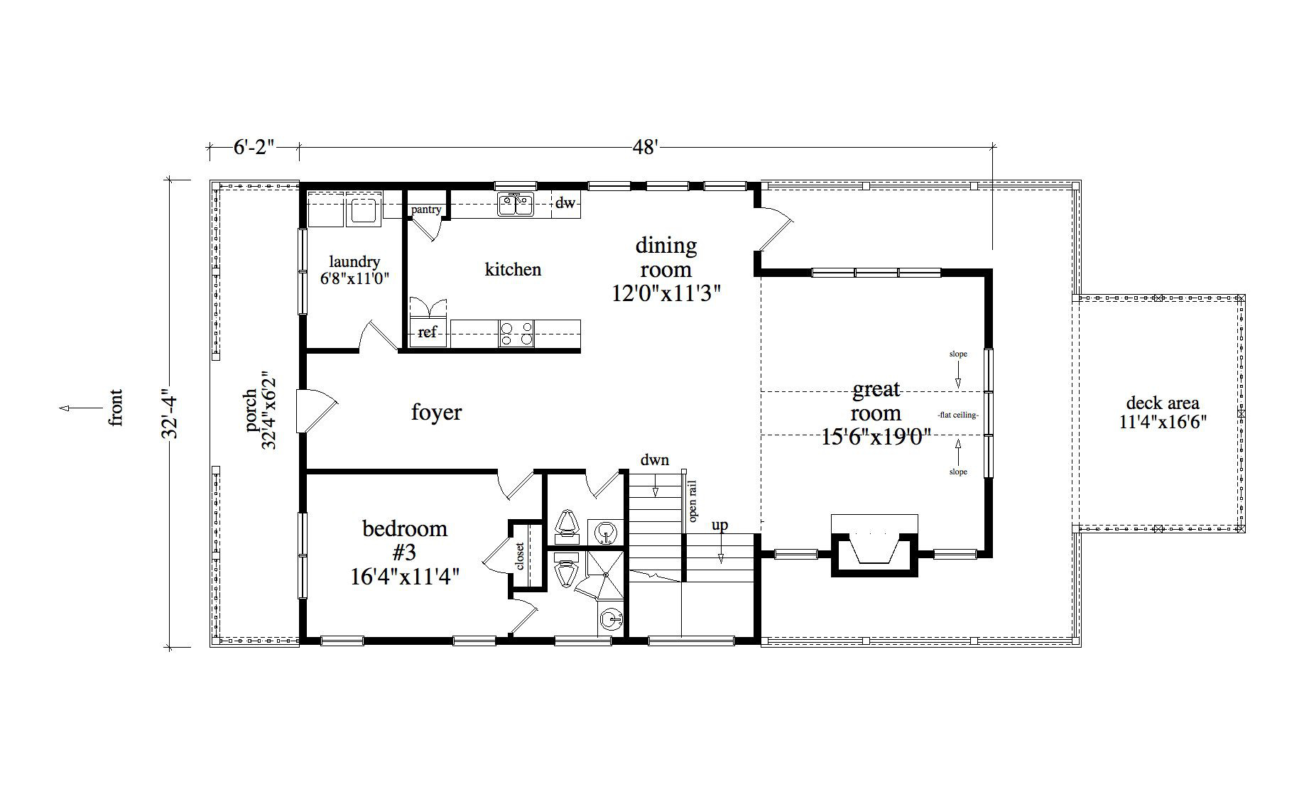 Floor Plan First Story of Craftsman Plan #163-1071