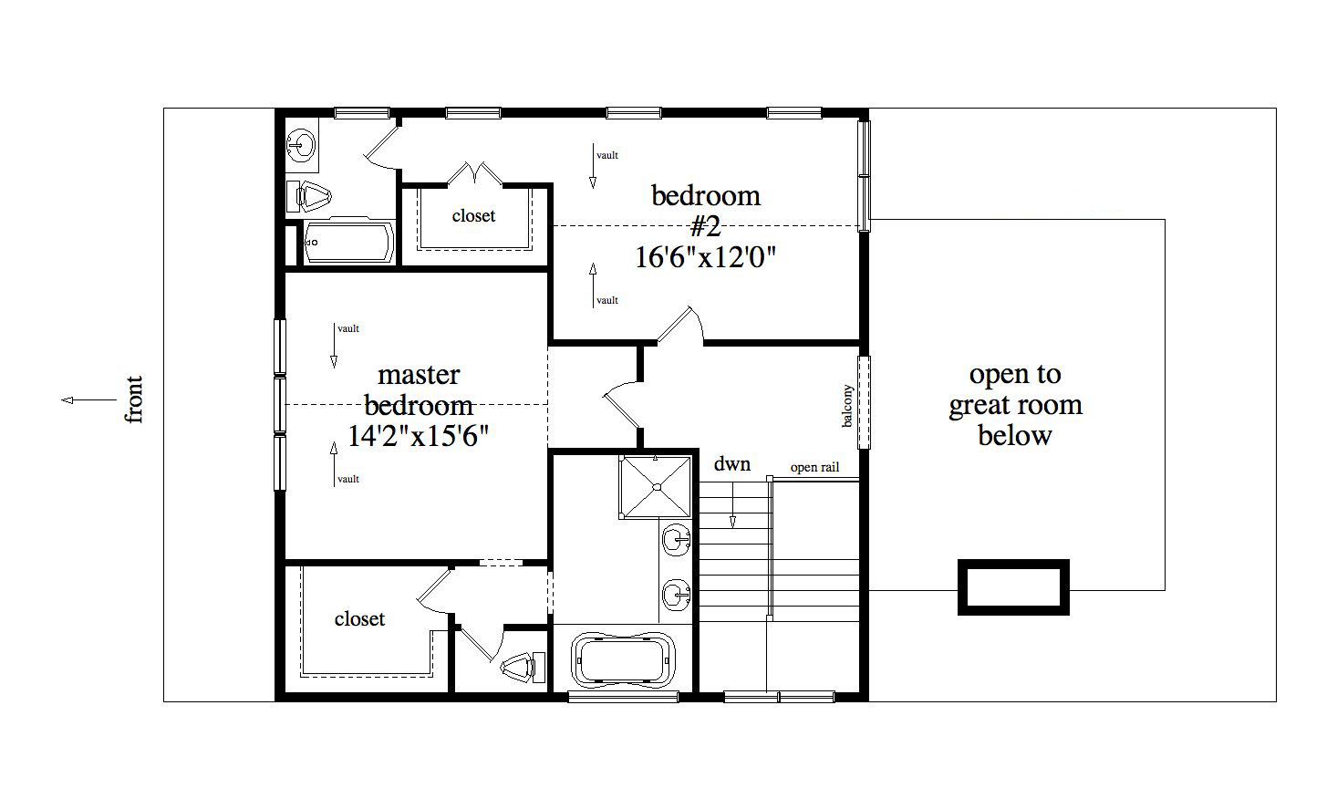 Floor Plan Second Story of Craftsman Plan #163-1071