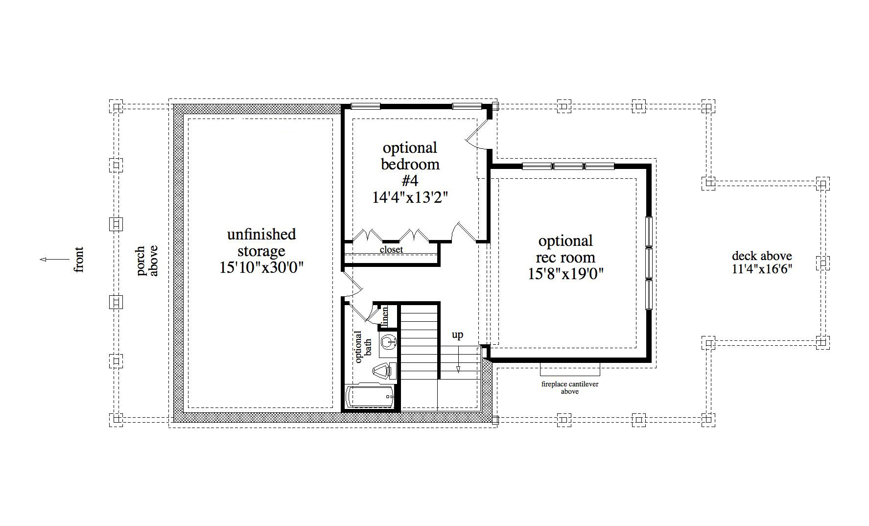 Floor Plan Basement of Craftsman Plan #163-1071
