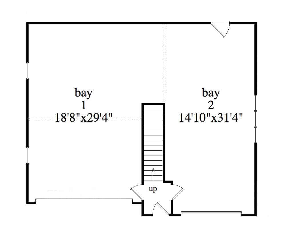 Main Level of Garage Plan #163-1074