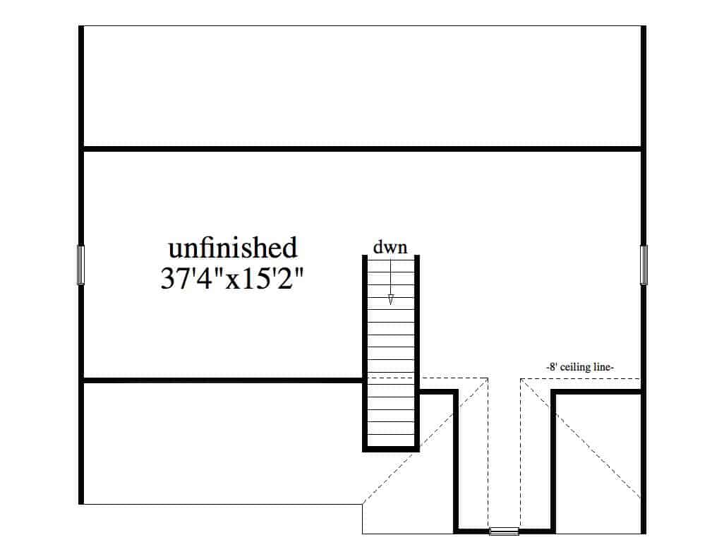Upper Level of Garage Plan #163-1074