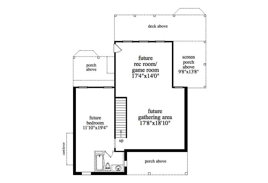Basement of Farmhouse Plan #163-1078