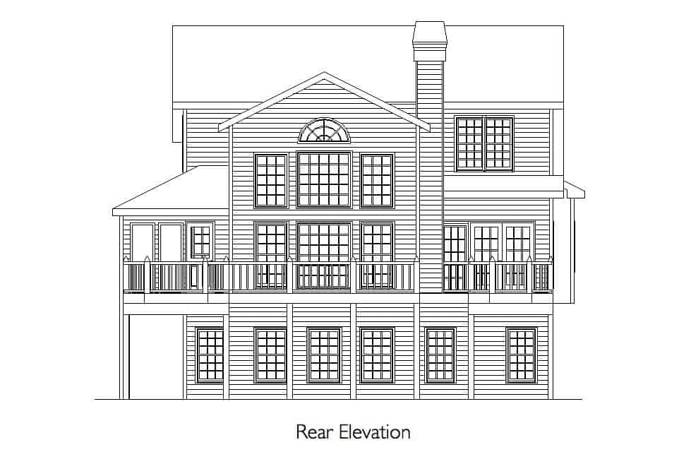 Home Plan Rear Elevation of this 3-Bedroom,1862 Sq Ft Plan -163-1078
