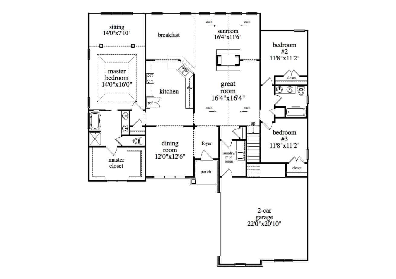 Main Level of Ranch Plan #163-1079