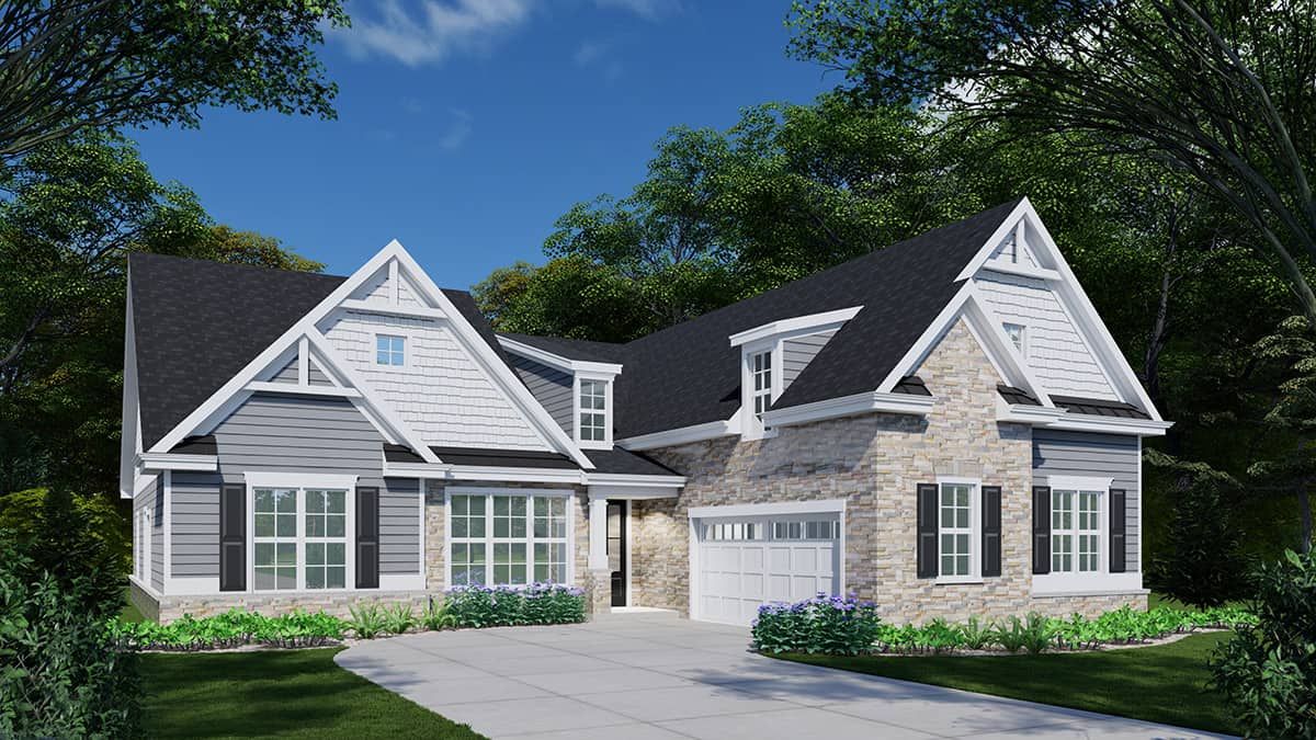Front elevation of Contemporary home (ThePlanCollection: House Plan #163-1079)