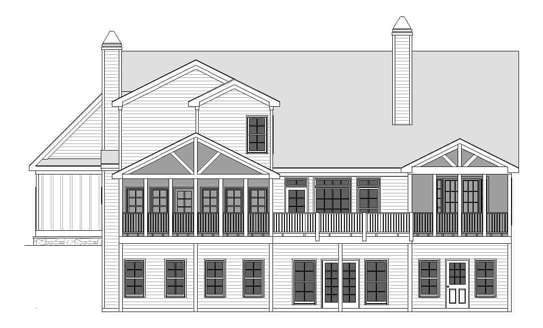 Home Plan Rear Elevation of this 4-Bedroom,4313 Sq Ft Plan -163-1081
