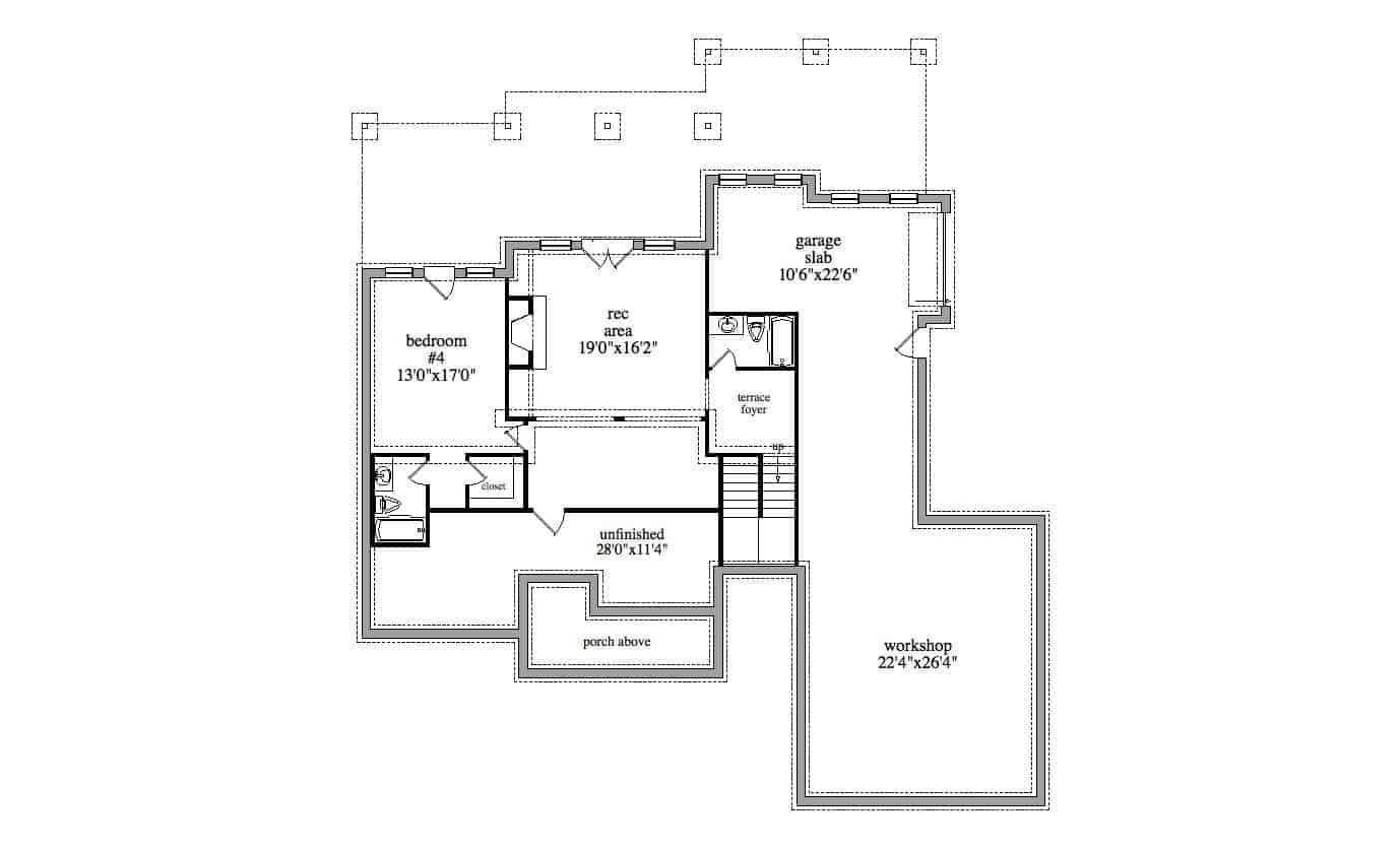 Basement of Modern Farmhouse Plan #163-1081