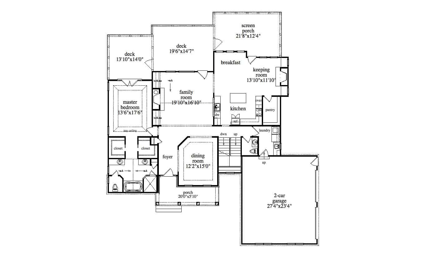 Main Level of Modern Farmhouse Plan #163-1081