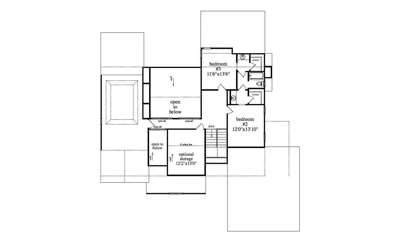 Upper Level of Modern Farmhouse Plan #163-1081