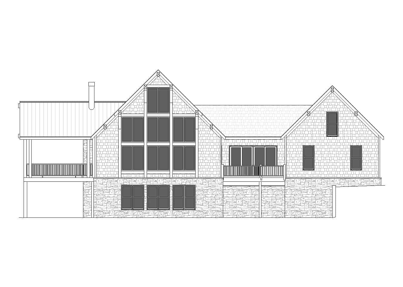 Home Plan Rear Elevation of this 3-Bedroom,2665 Sq Ft Plan -163-1082