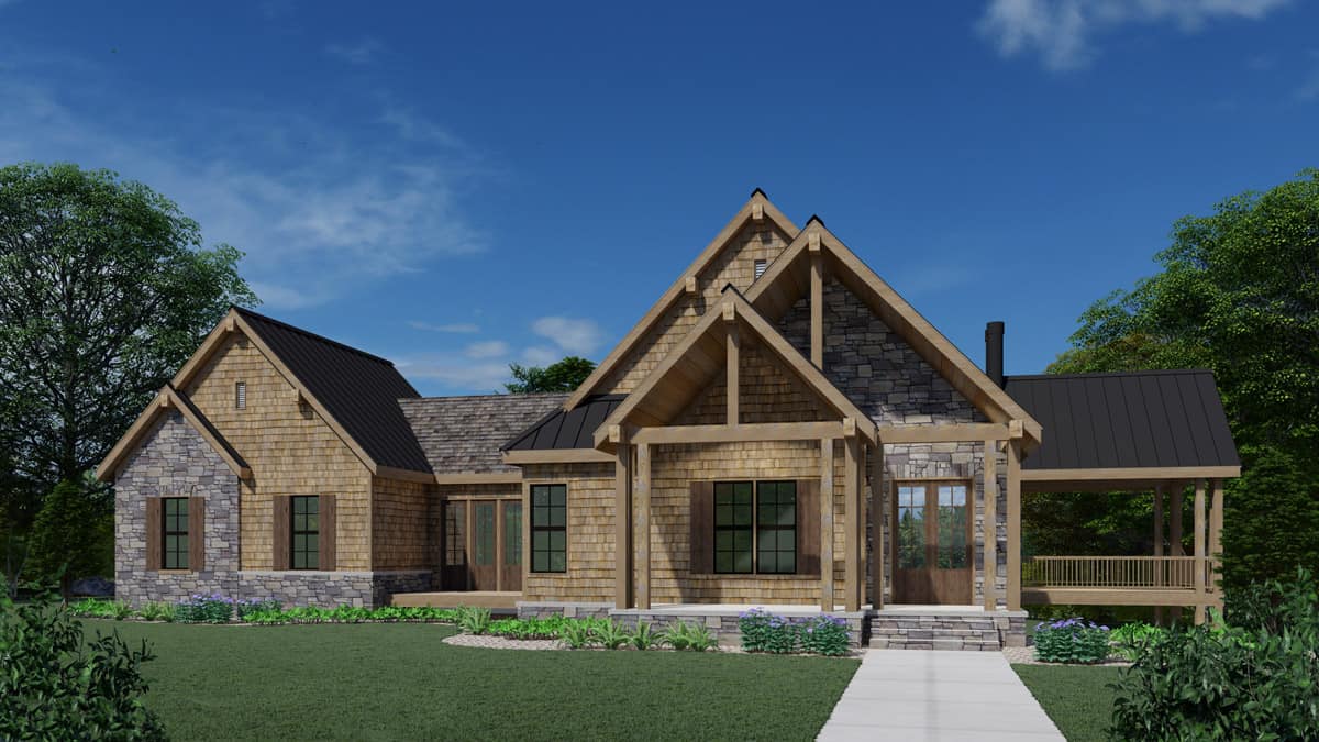 Front elevation of Ranch home (ThePlanCollection: House Plan #163-1082)