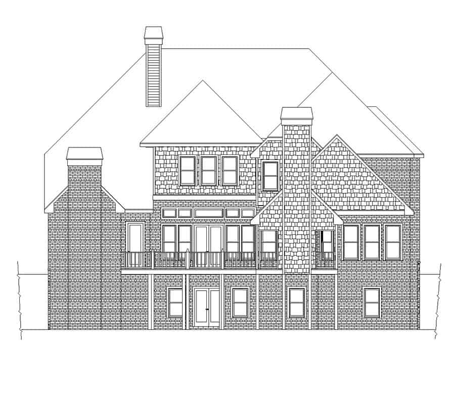 Home Plan Rear Elevation of this 6-Bedroom,5687 Sq Ft Plan -163-1083
