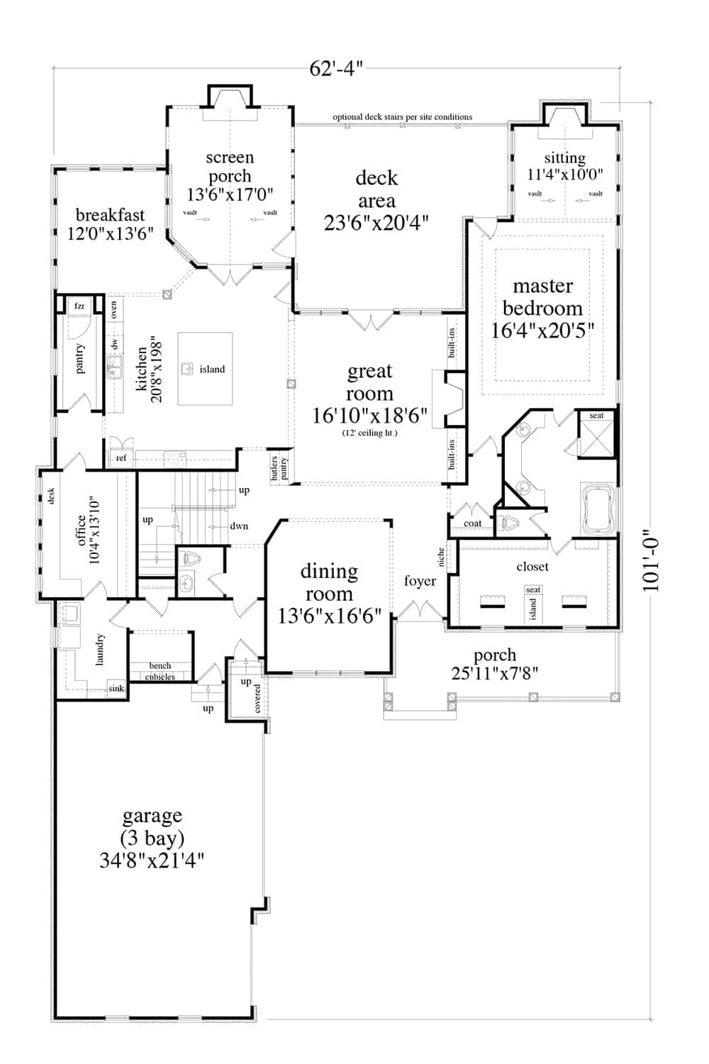 Main Level of Traditional Plan #163-1083