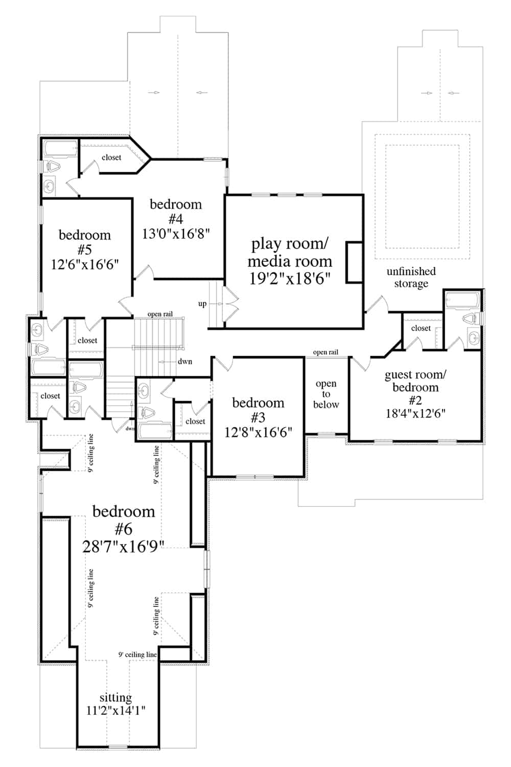 Upper Level of Traditional Plan #163-1083