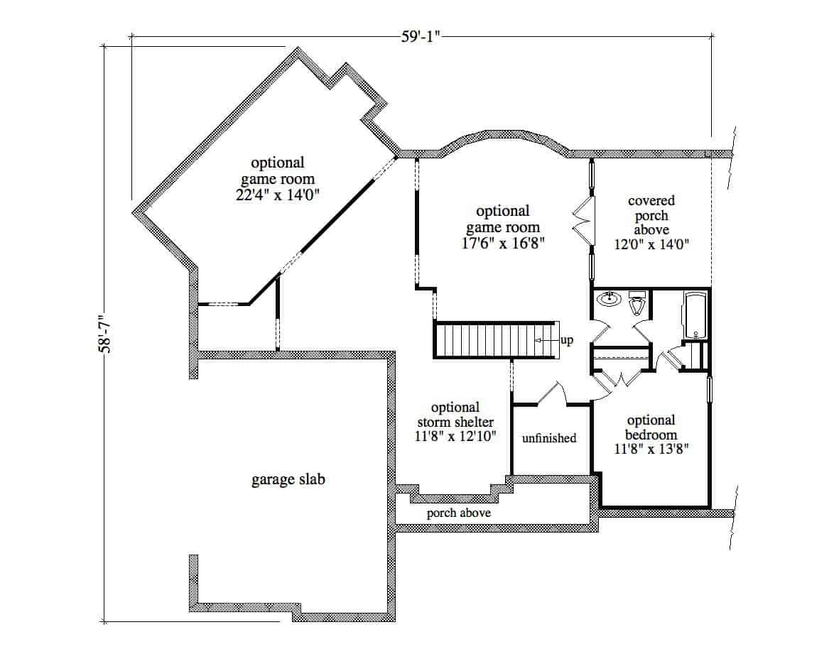 Basement of Farmhouse Plan #163-1084