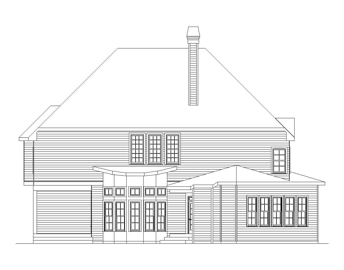 Home Plan Rear Elevation of this 5-Bedroom,3496 Sq Ft Plan -163-1084