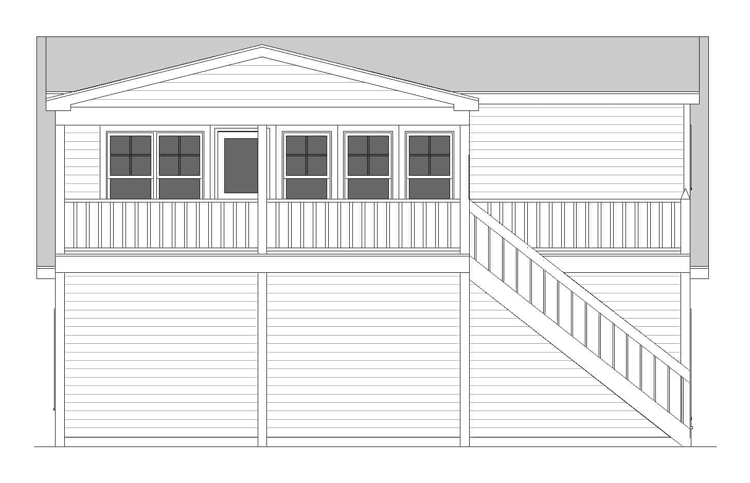 Home Plan Rear Elevation of this 1-Bedroom,693 Sq Ft Plan -163-1085