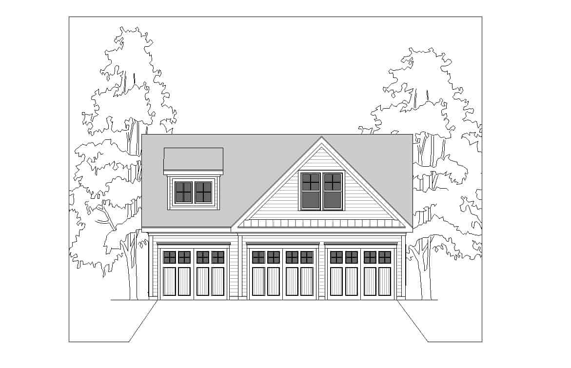 Home Plan Front Elevation of this 1-Bedroom,693 Sq Ft Plan -163-1085