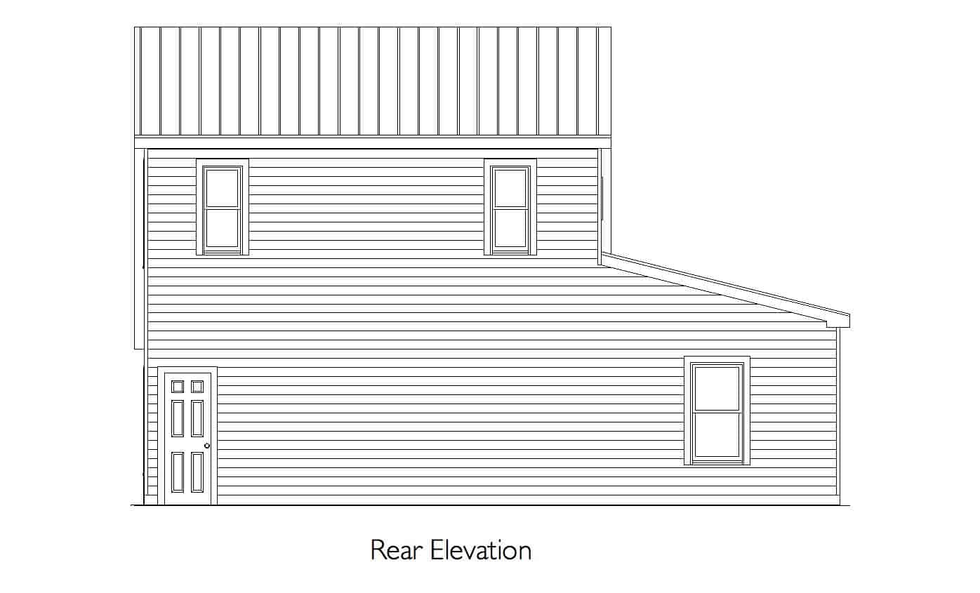 Home Plan Rear Elevation of this 1-Bedroom,699 Sq Ft Plan -163-1086