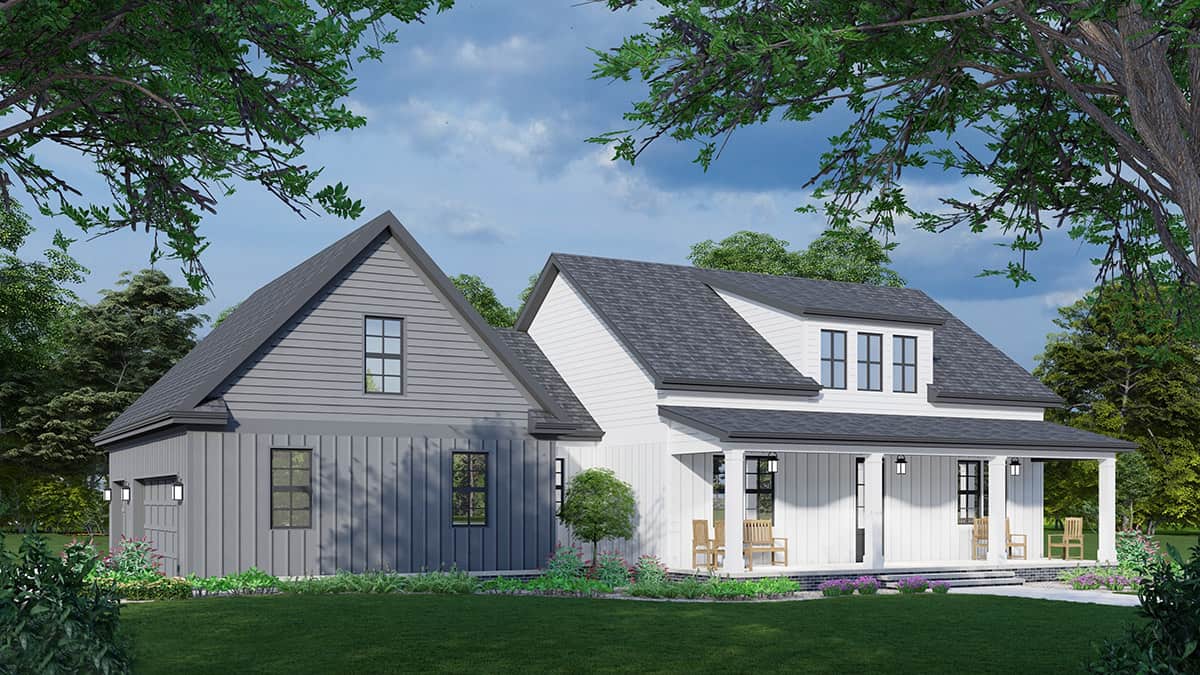 Front elevation of Ranch home (ThePlanCollection: House Plan #163-1087)