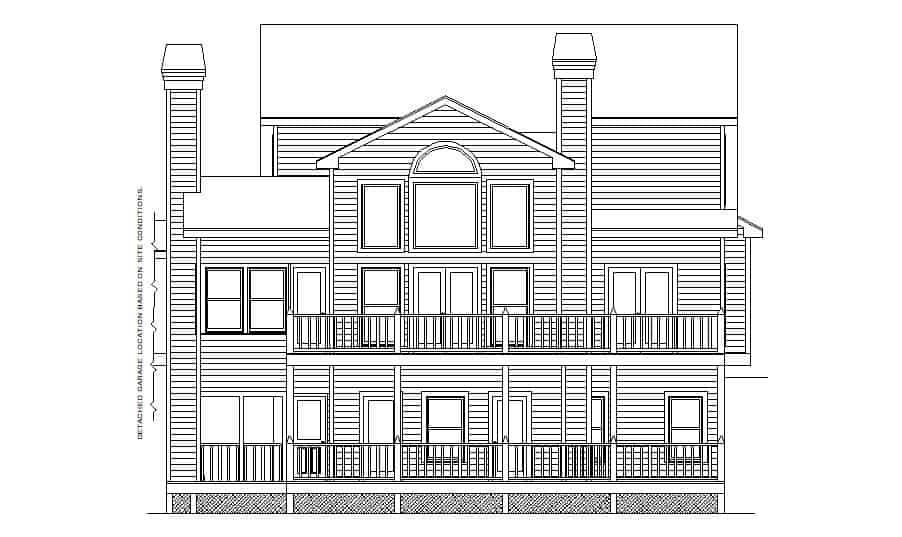 Home Plan Rear Elevation of this 2-Bedroom,1963 Sq Ft Plan -163-1088