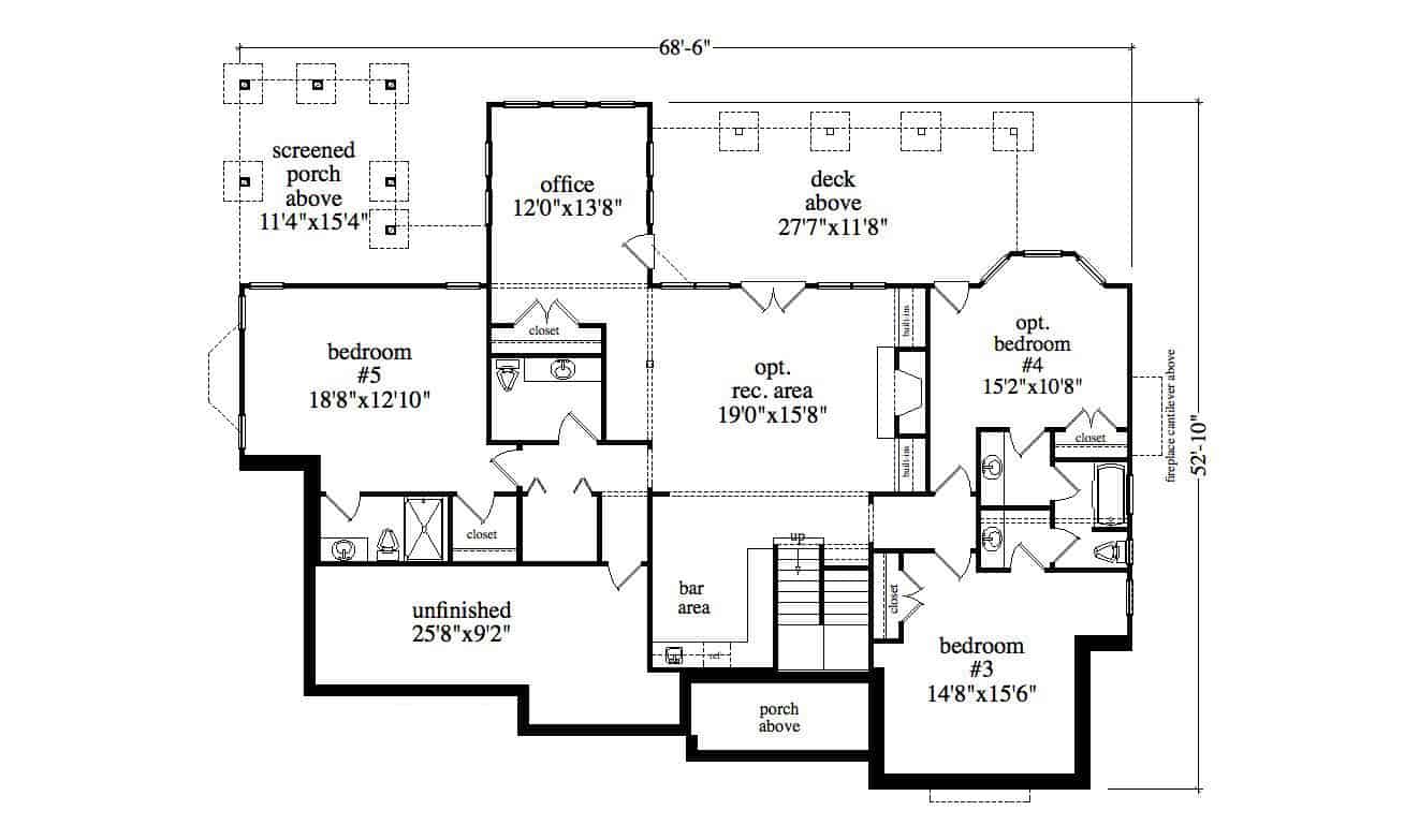 Basement of Ranch Plan #163-1091