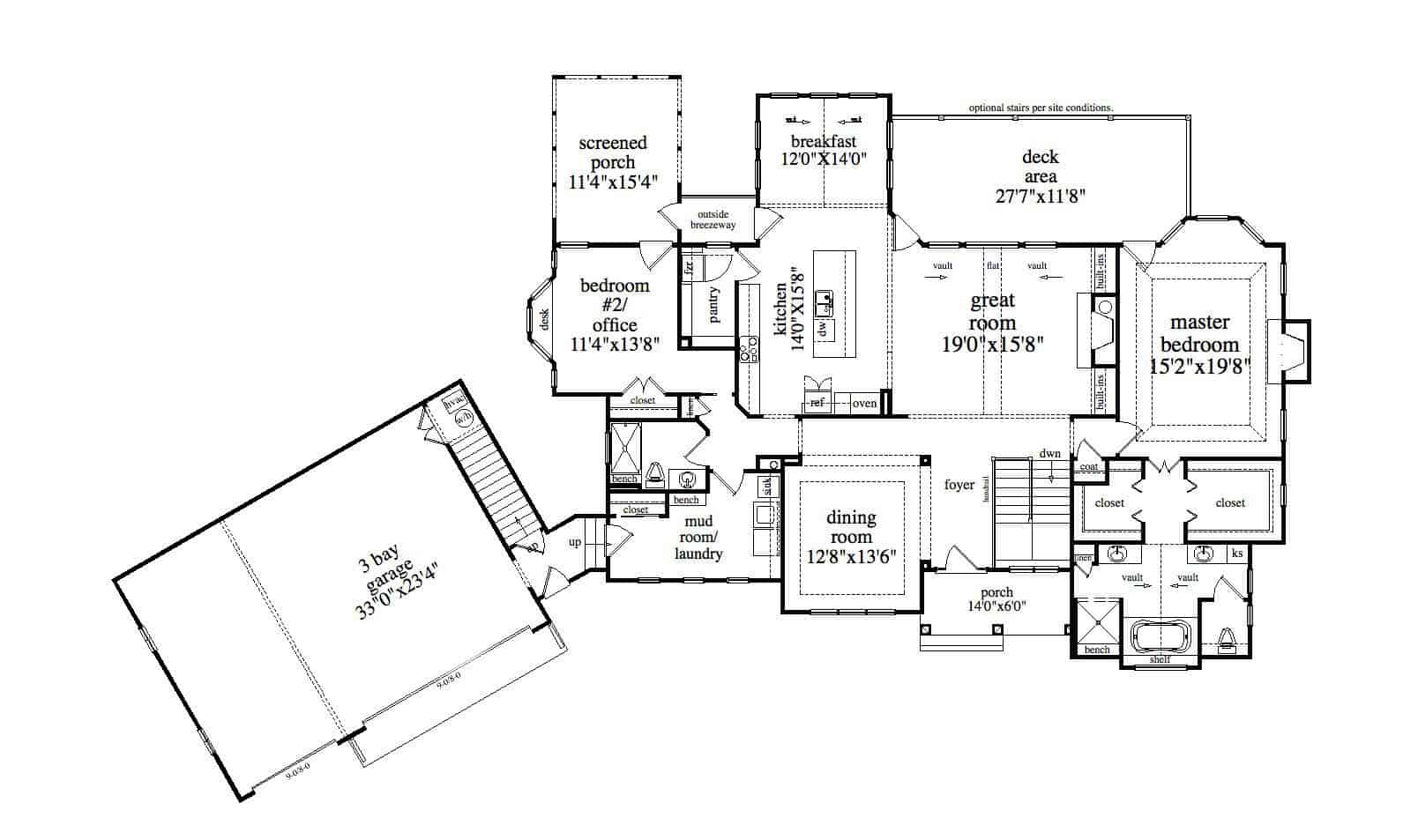 Main Level of Ranch Plan #163-1091