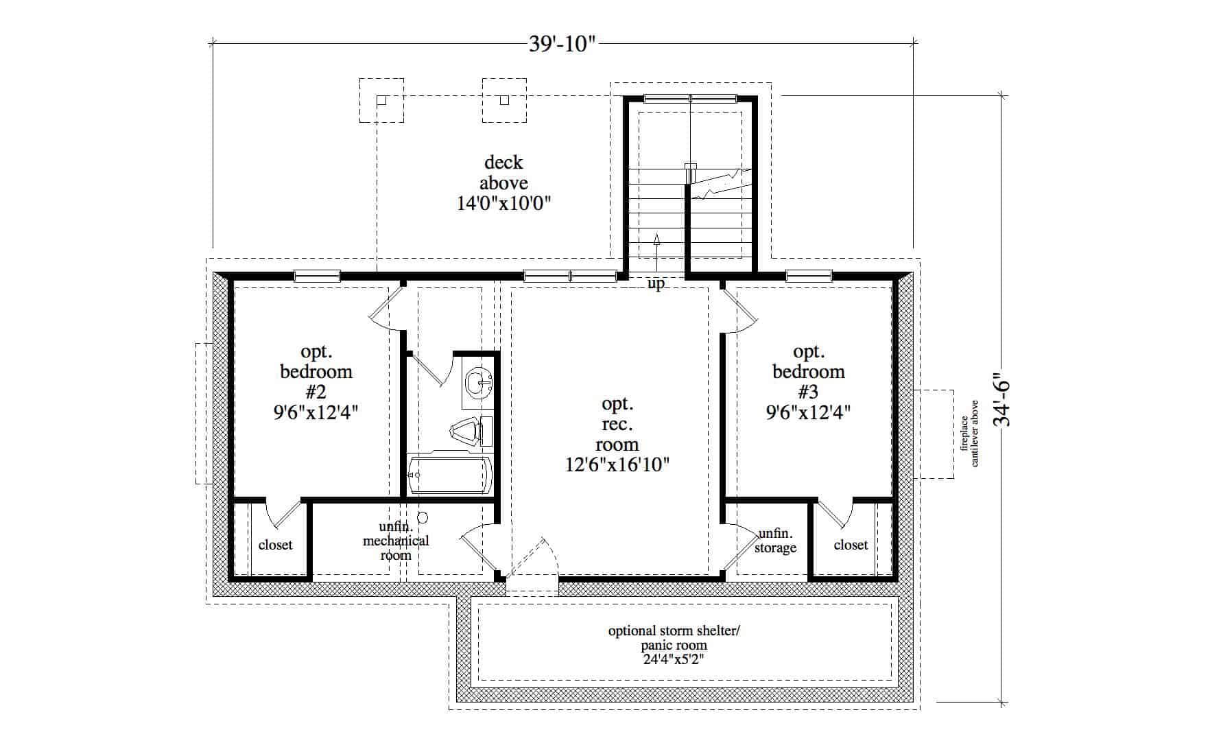 Basement of Farmhouse Plan #163-1092