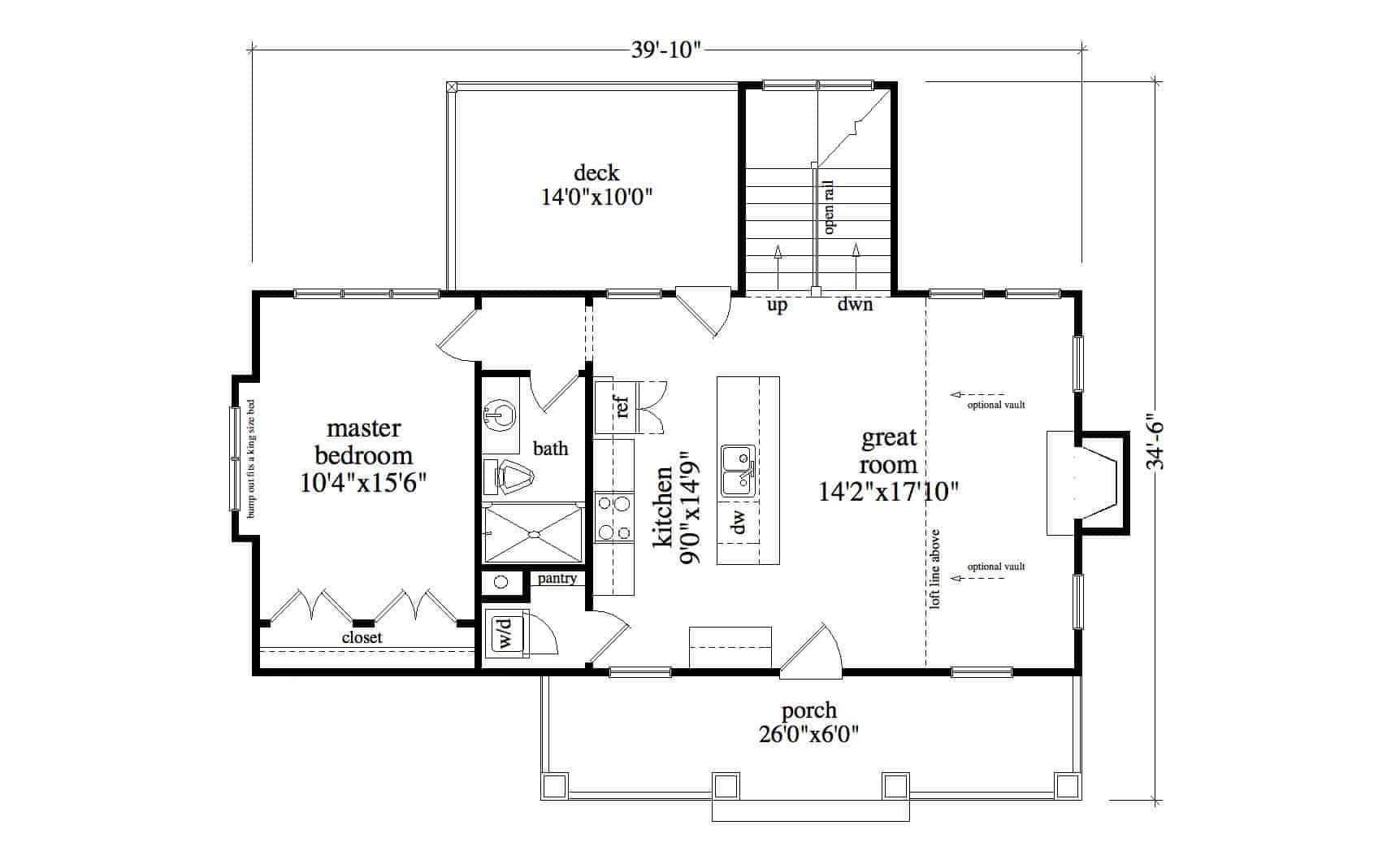 Main Level of Farmhouse Plan #163-1092