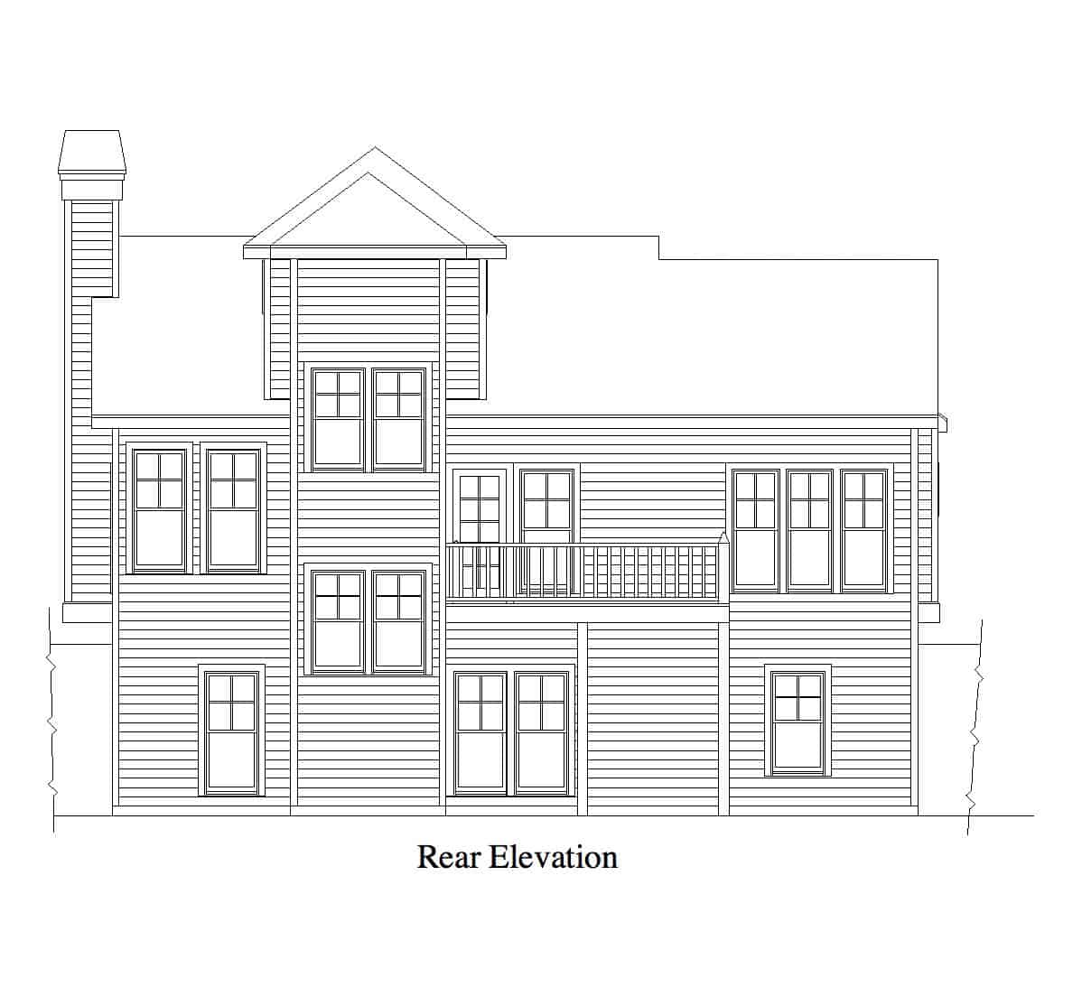Home Plan Rear Elevation of this 1-Bedroom,1004 Sq Ft Plan -163-1092