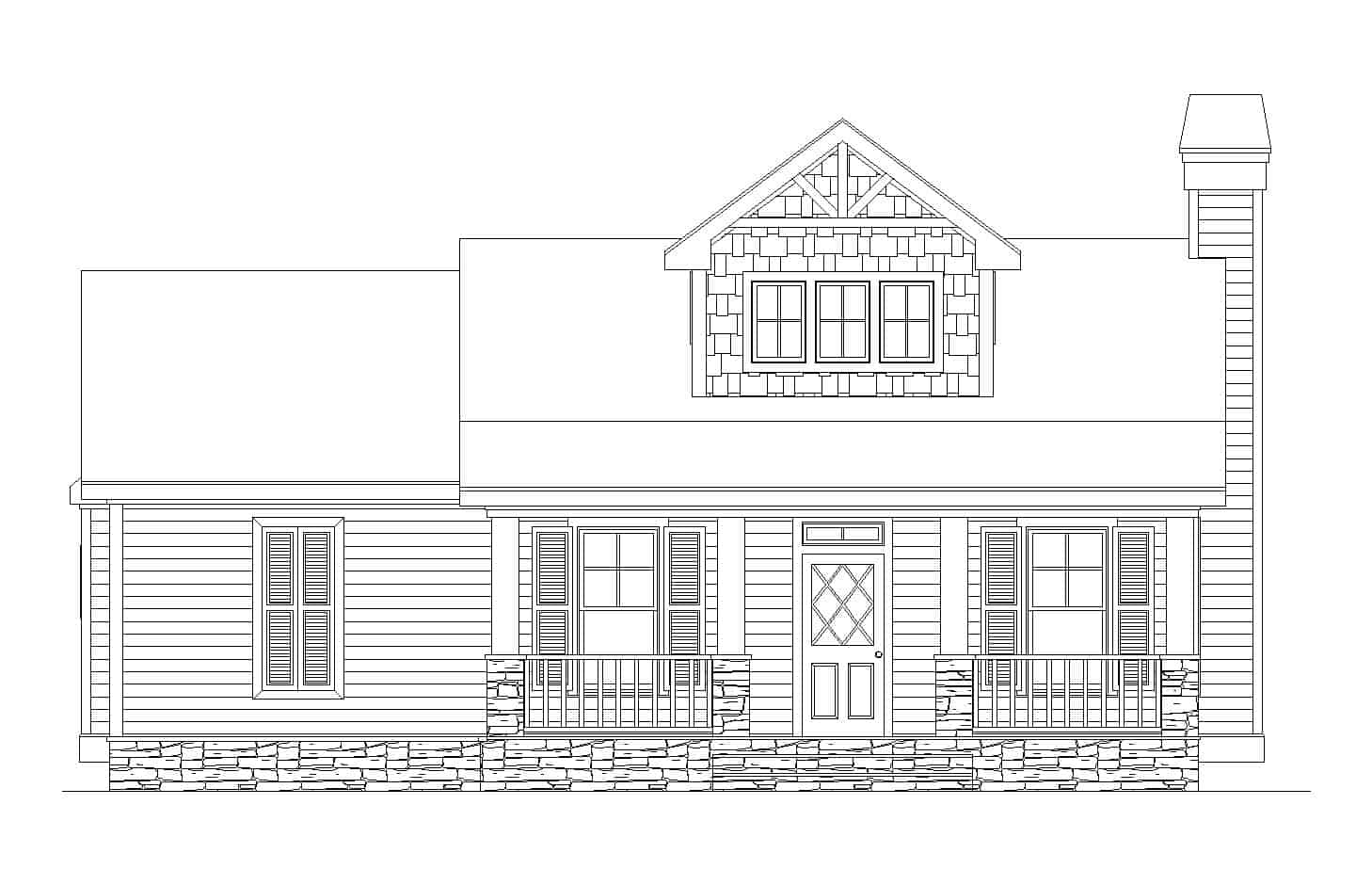 Home Plan Front Elevation of this 1-Bedroom,1004 Sq Ft Plan -163-1092