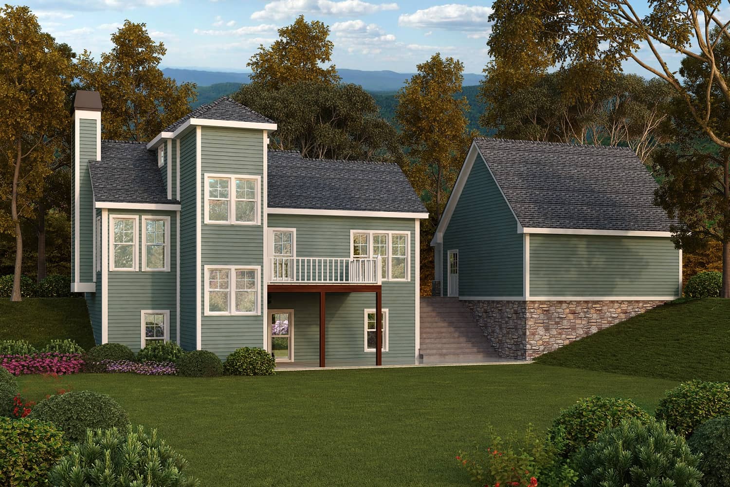 Rear View of this 1-Bedroom,1004 Sq Ft Plan -163-1092