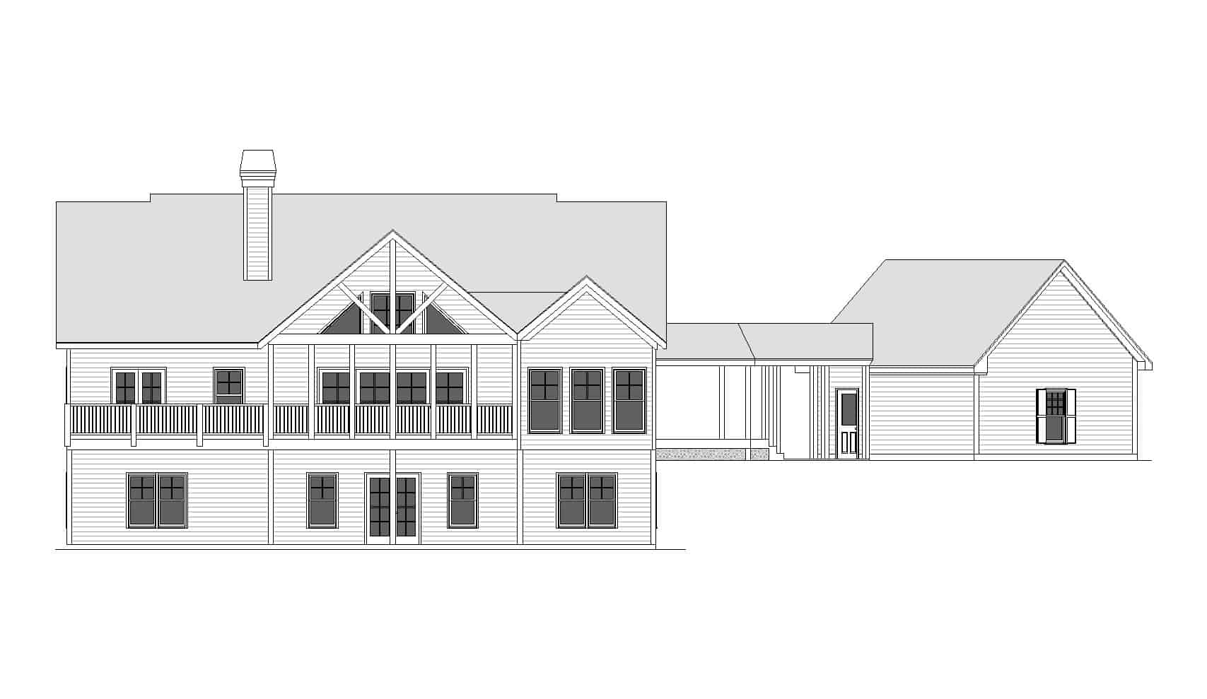 Home Plan Rear Elevation of this 4-Bedroom,3205 Sq Ft Plan -163-1094