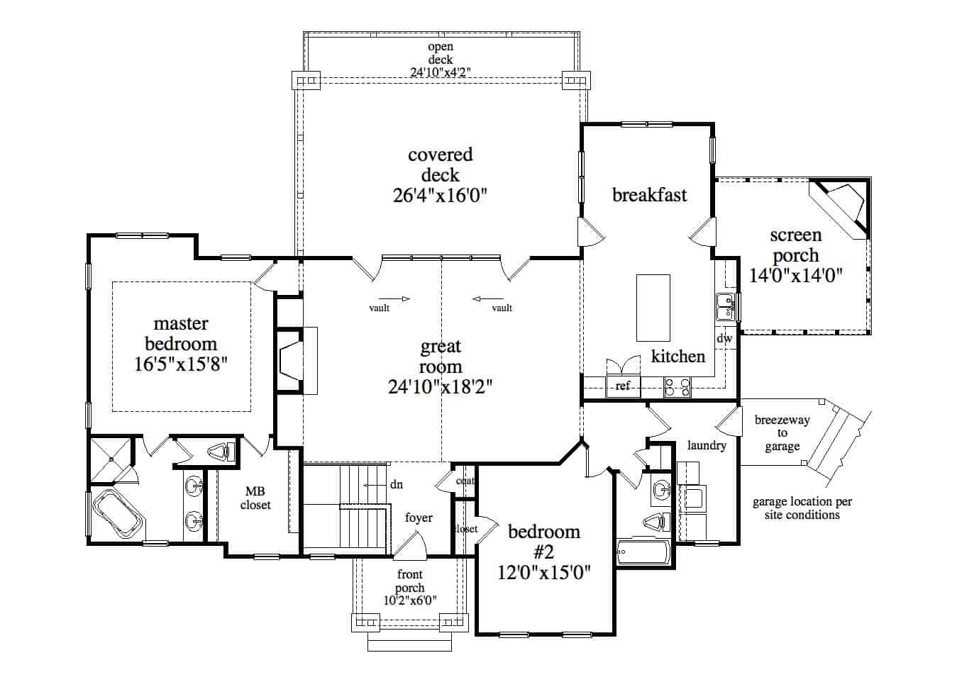 Main Level of Contemporary Plan #163-1095
