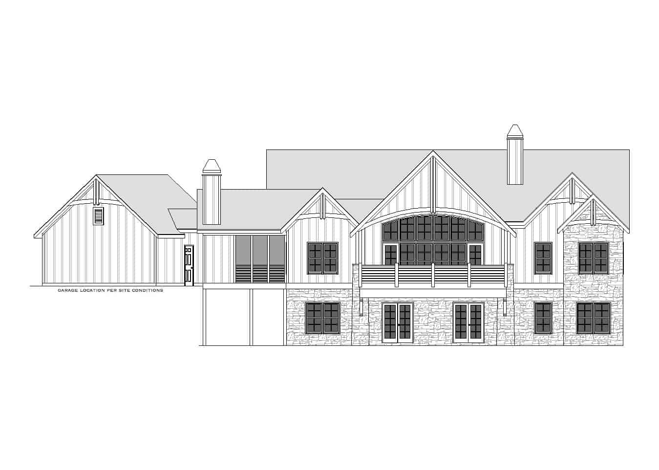 Home Plan Rear Elevation of this 2-Bedroom,2981 Sq Ft Plan -163-1095
