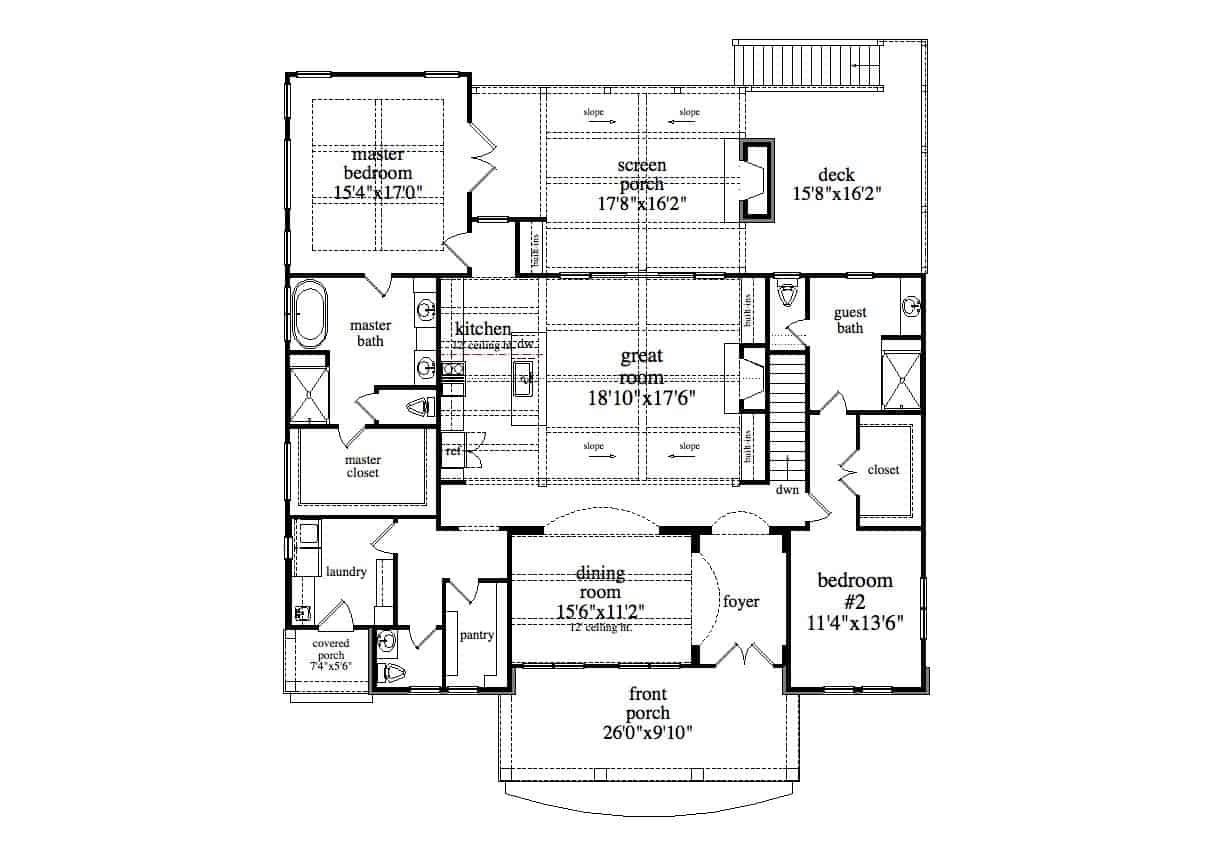 Main Level of Contemporary Plan #163-1096