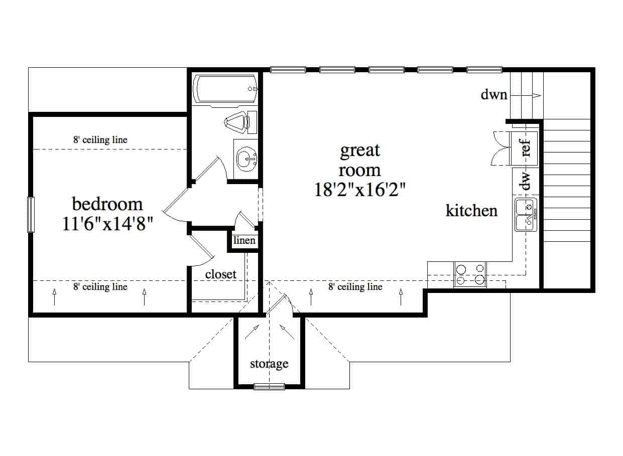 Upper Level of Garage w/Apartments Plan #163-1097