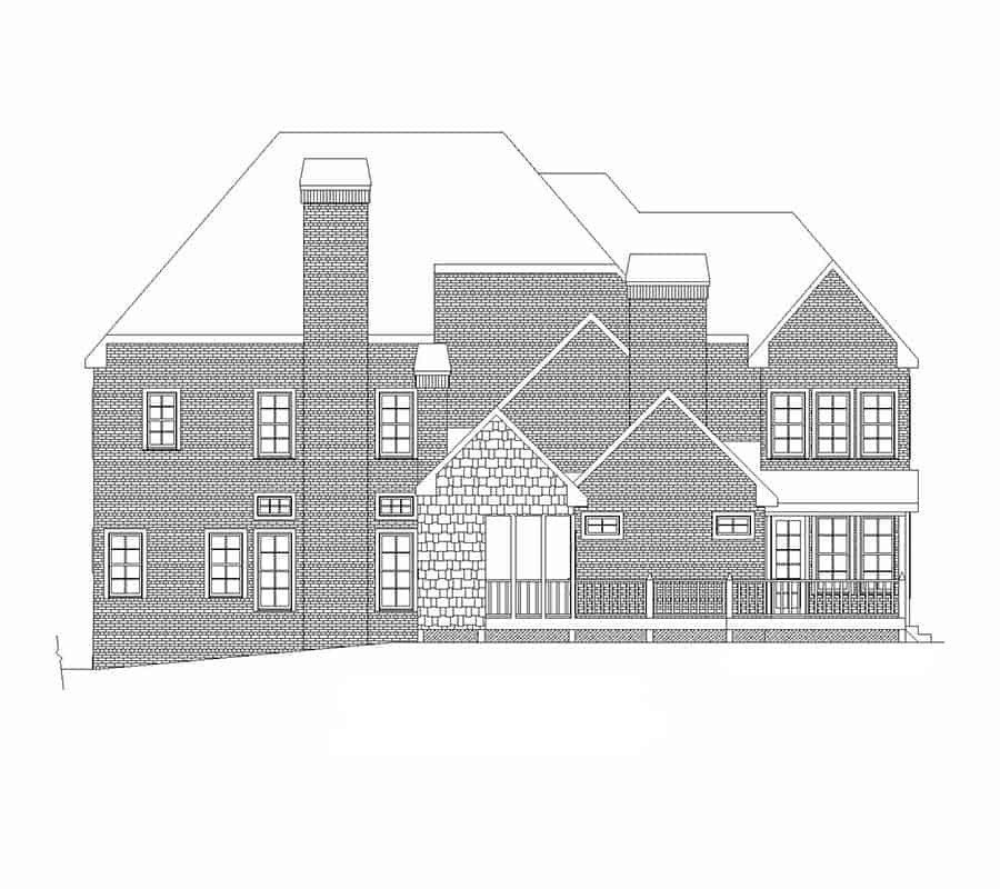 Home Plan Rear Elevation of this 5-Bedroom,4350 Sq Ft Plan -163-1098