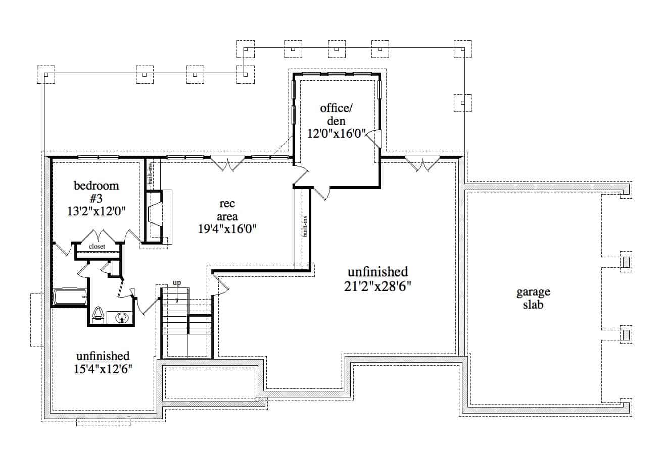Basement of Craftsman Plan #163-1099