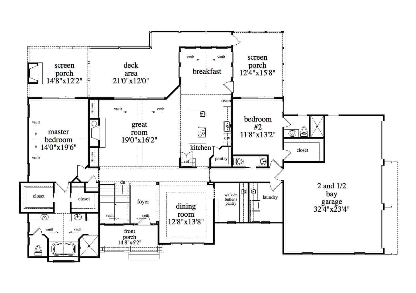 Main Level of Craftsman Plan #163-1099
