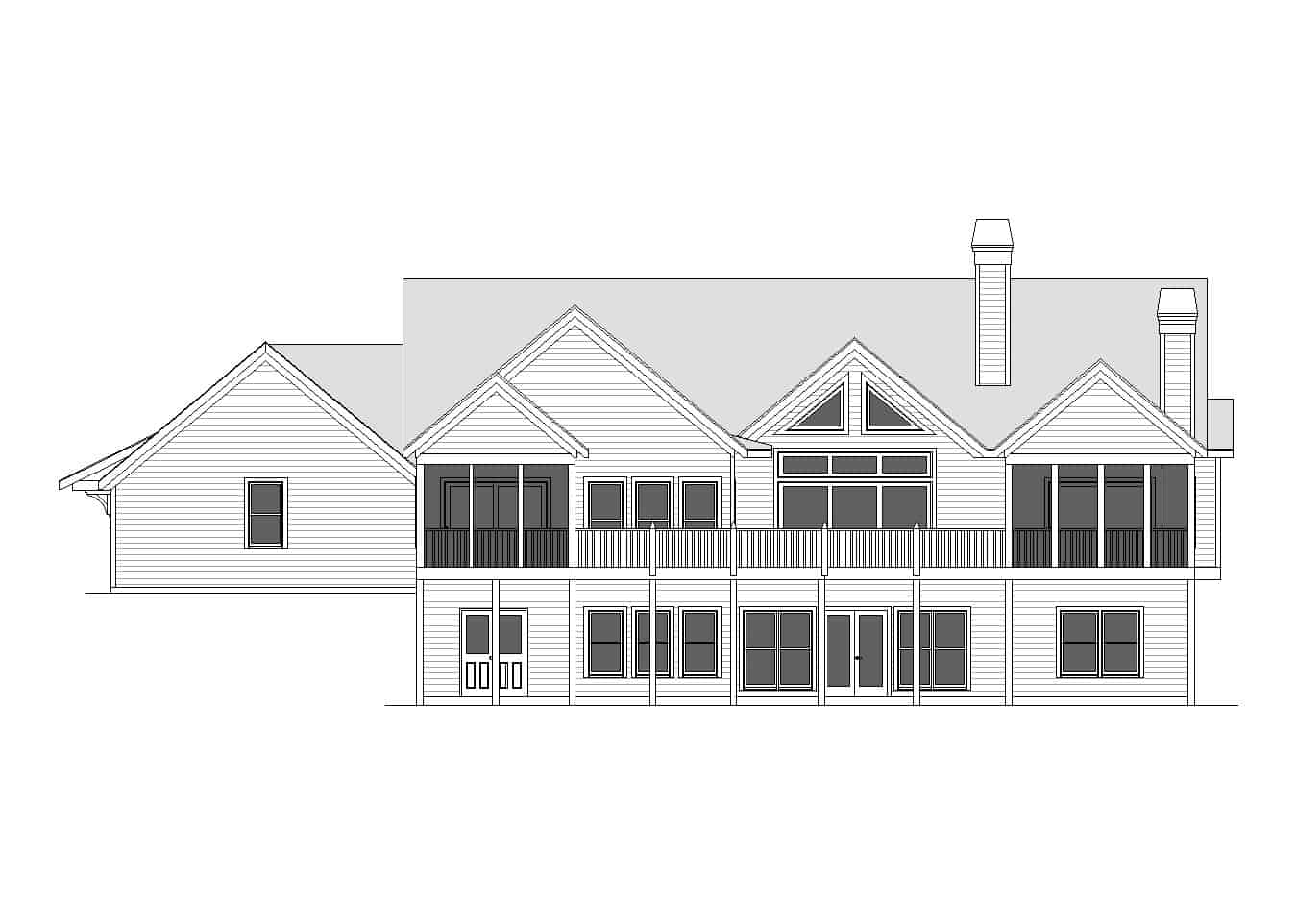 Home Plan Rear Elevation of this 3-Bedroom,3315 Sq Ft Plan -163-1099