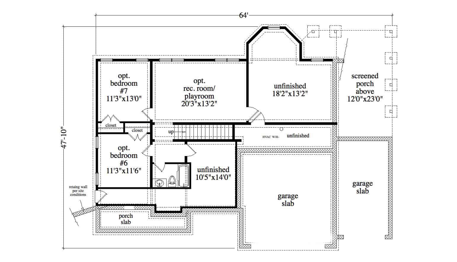 Basement of Farmhouse Plan #163-1100